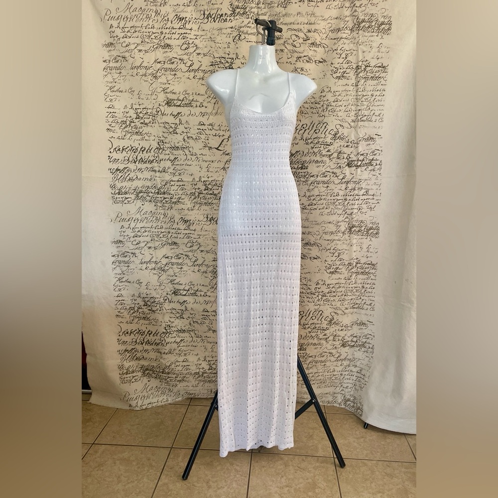 M Chic White Crochet Maxi Dress